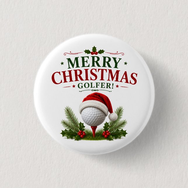 Golf Christmas themed for golfer Button (Front)