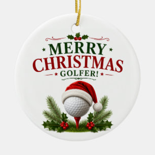 Golf Christmas themed for golfer Ceramic Ornament