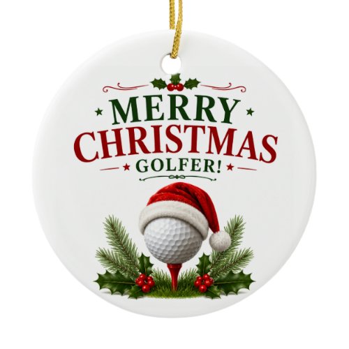 Golf Christmas themed for golfer Ceramic Ornament