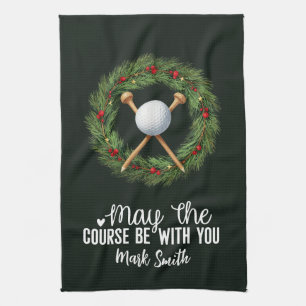 Golf Christmas themed for Golfer Kitchen Towel