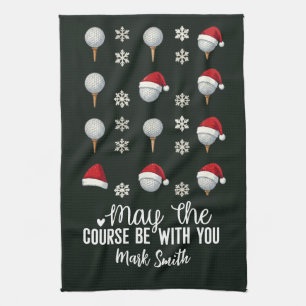 Golf Christmas themed for Golfer Kitchen Towel