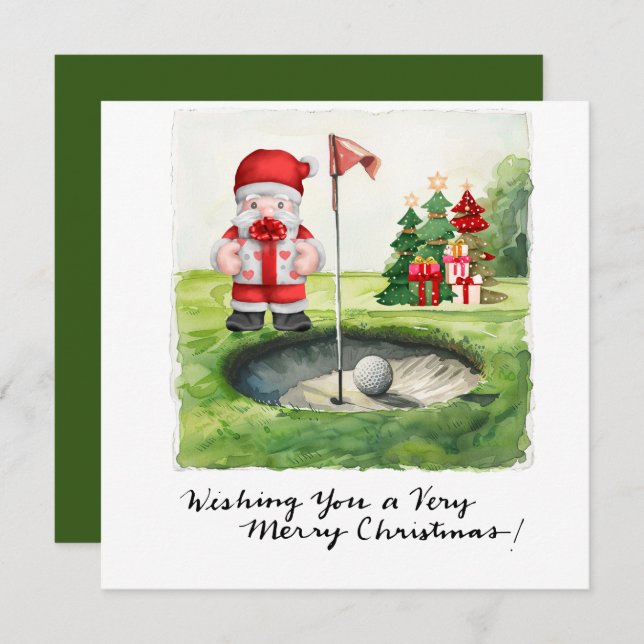 Golf Christmas themed for golfer on course Holiday Card (Front/Back)