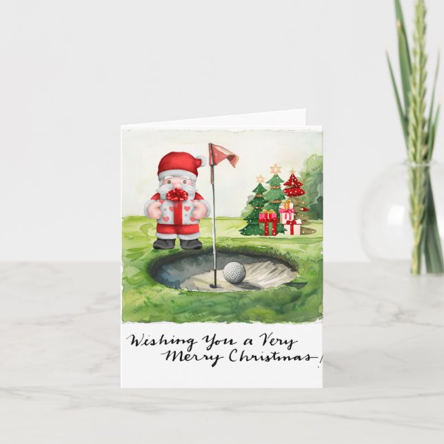 Golf Christmas themed for golfer on course Holiday Card (Front)