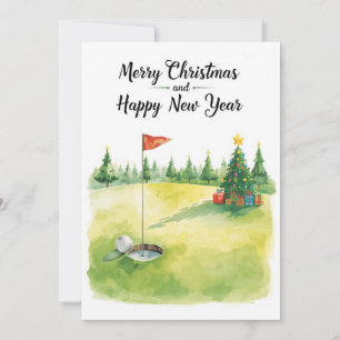 Golf Christmas themed for golfer on course Holiday Card