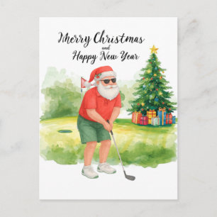 Golf Christmas themed for golfer on course Holiday Postcard