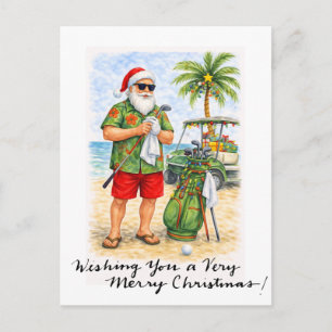 Golf Christmas themed for golfer on course Holiday Postcard