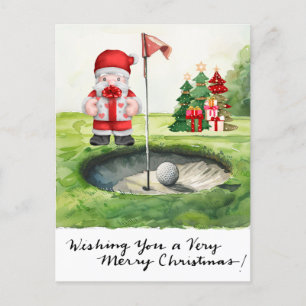 Golf Christmas themed for golfer on course Holiday Postcard