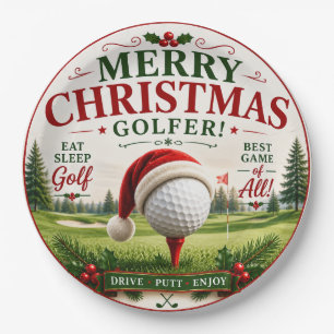 Golf Christmas themed for golfer Paper Plates
