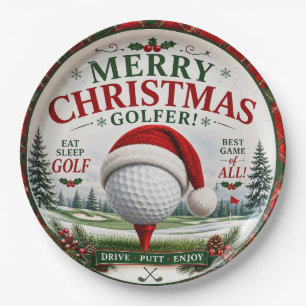 Golf Christmas themed for golfer Paper Plates