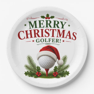 Golf Christmas themed for golfer Paper Plates