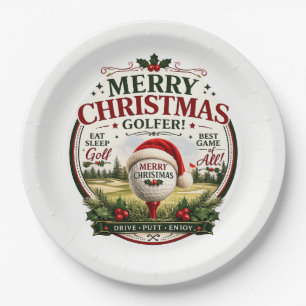 Golf Christmas themed for golfer Paper Plates