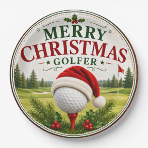 Golf Christmas themed for golfer Paper Plates