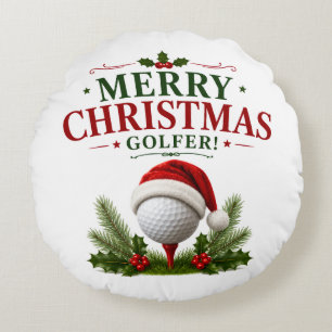 Golf Christmas themed for golfer Round Pillow