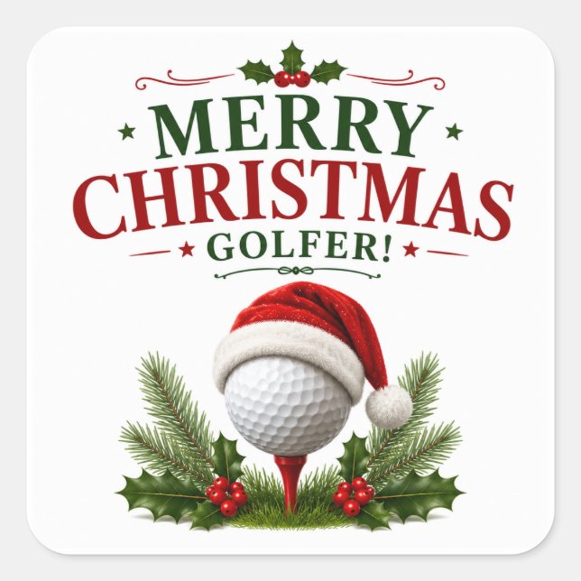 Golf Christmas themed for golfer Square Sticker (Front)