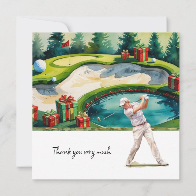 Golf  Christmas themed for golfer thank you gifts Card (Front)