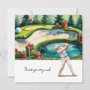 Golf  Christmas themed for golfer thank you gifts Card