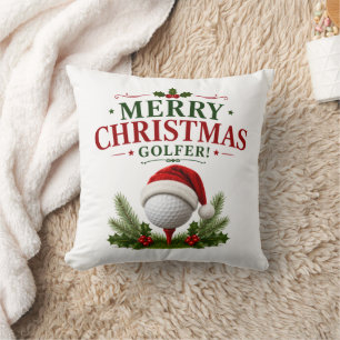 Golf Christmas themed for golfer Throw Pillow