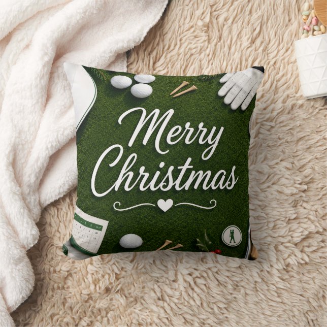 Golf Christmas themed for golfer Throw Pillow (Blanket)