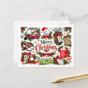 Golf Christmas themed gifts for golfer Holiday Postcard
