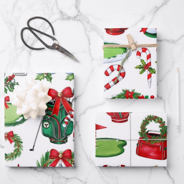 Golf Christmas themed gifts for golfer Wrapping Paper Sheets (Front)