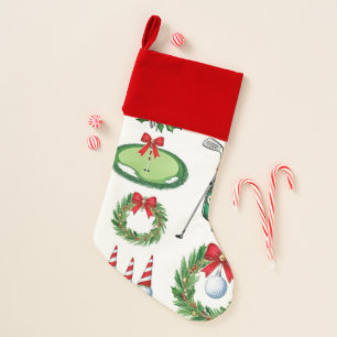 Golf Christmas themed Golfer watercolor Holiday Christmas Stocking