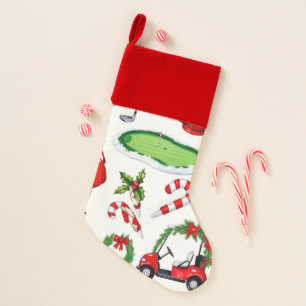 Golf Christmas themed Golfer watercolor Holiday Stocking