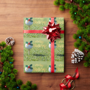 Golf Christmas themed on Putting Green Wrapping Paper