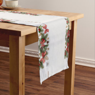 Golf Christmas themed on white background Short Table Runner