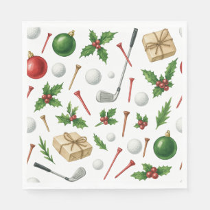 Golf Christmas themed with ball gifts for golfer Napkins