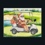 Golf Christmas themed  with Santa Claus Holiday Postcard<br><div class="desc">Golf Christmas themed with Santa Claus Holiday Card</div>