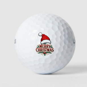 Golf Christmas themed with Santa  Hat Golf Balls