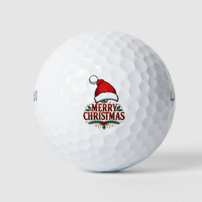 Golf Christmas themed with Santa  Hat Golf Balls (Front)