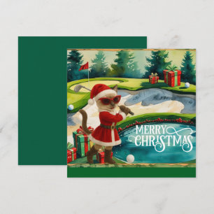 Golf Christmas themed with Siamese Cat Golfer  Holiday Card