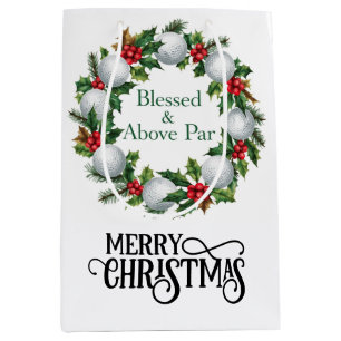 Golf Christmas themed with Wreath  Medium Gift Bag