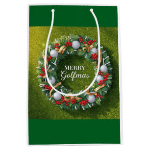 Golf Christmas themed with Wreath  Medium Gift Bag
