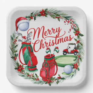 Golf Christmas tree golf balls and Santa Hat Paper Plates