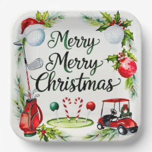 Golf Christmas tree golf balls and Santa Hat Paper Plates