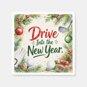 Golf Christmas Wishes Typography Watercolor Design Napkins