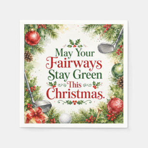 Golf Christmas Wishes Typography Watercolor Design Napkins