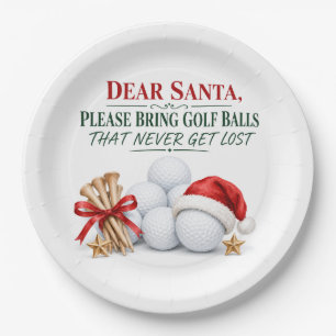 Golf Christmas wishing list themed for golfer Paper Plates