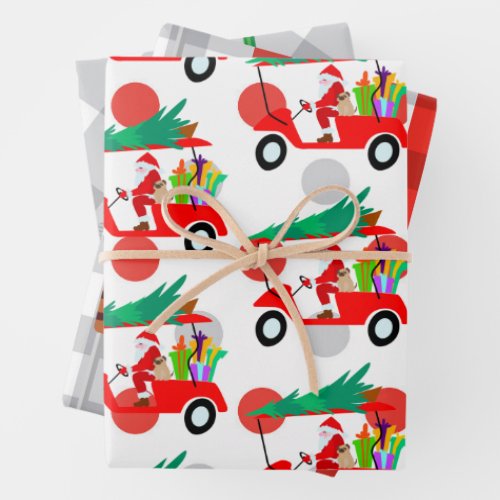 Golf Christmas with ball and iron for golfer  Wrap Wrapping Paper Sheets