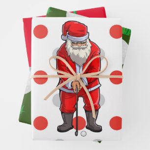 Golf Christmas with ball and iron for golfer Wrapping Paper Sheets