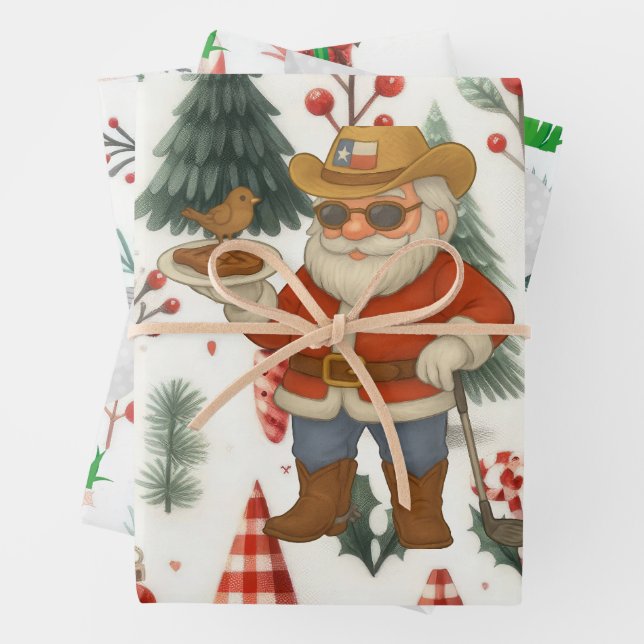 Golf Christmas with ball and iron for golfer  Wrapping Paper Sheets (In situ)