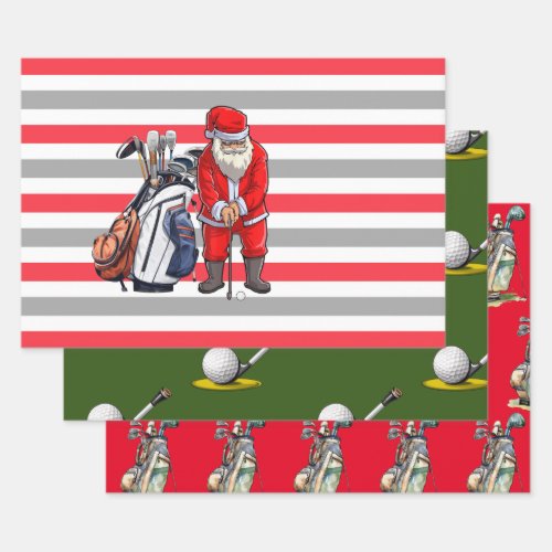 Golf Christmas with ball and iron for golfer  Wrapping Paper Sheets