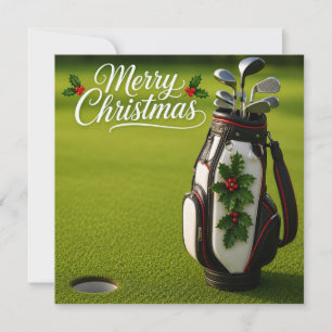 Golf Christmas with golf Bag with Christmas decor Card