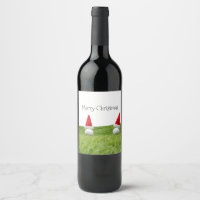Golf Christmas with golf ball and Santa hat Wine Label