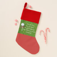 Golf Christmas with golf ball and tee with ribbon Christmas Stocking