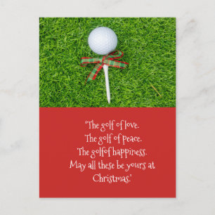 Golf Christmas with golf ball and tee with ribbon Postcard