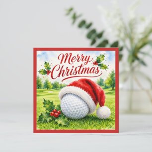Golf Christmas with golf ball  Holiday Card