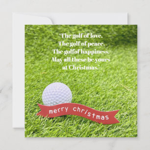 Golf Christmas with golf ball on green grass Holiday Card